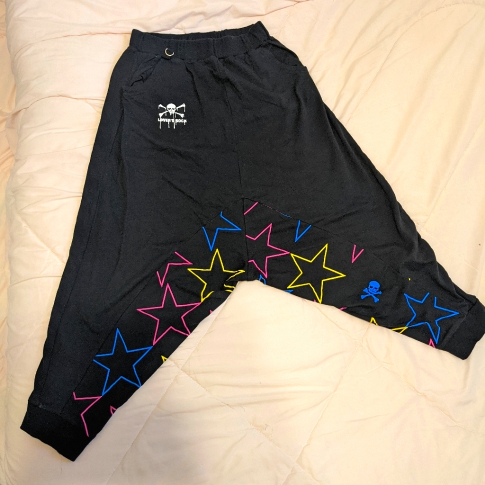 Super lovers rock drop star drop pants Haram unisex punk rock black stars